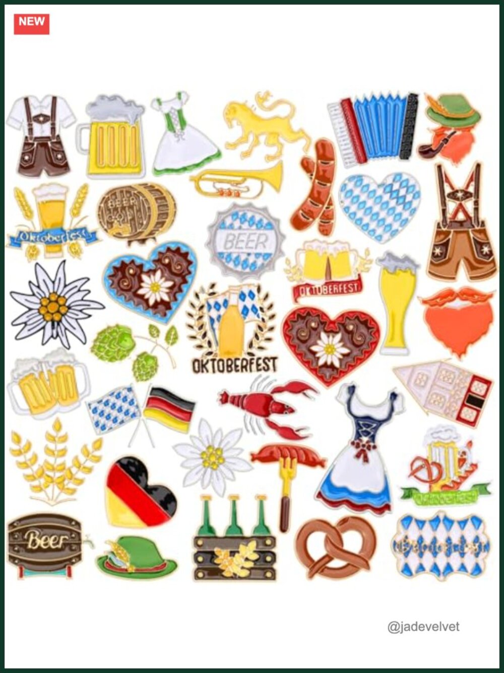 36 PC Oktoberfest Enamel Pins Bavarian Beer Party Favors Brooch